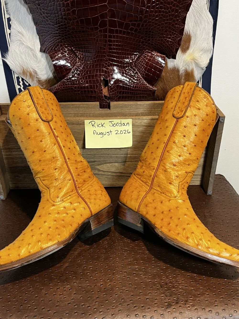 Full Custom Butter Scotch Full Quill Ostrich Cowboy Boots in Men's Size 11D